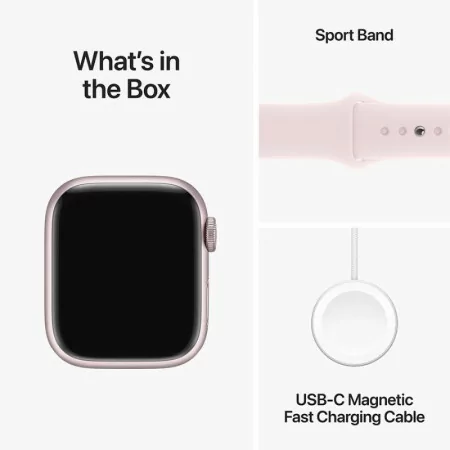 Apple Watch Series 9 GPS Alumínio Rosa| Bracelete Sport Rosa Claro - M/L (41mm)|Apple|0195949030598