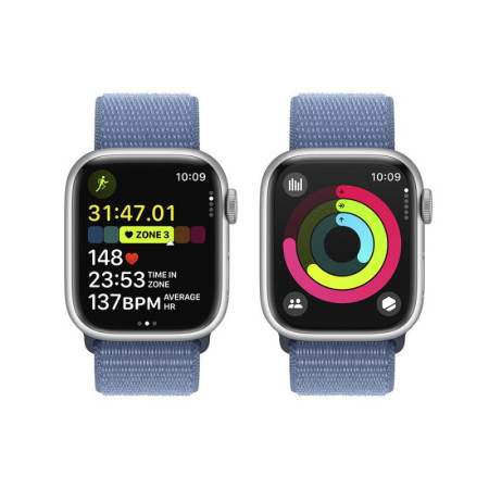 Apple Watch Series 9 GPS Alumínio Prateado | Bracelete Sport Loop Azul Inverno (41mm)