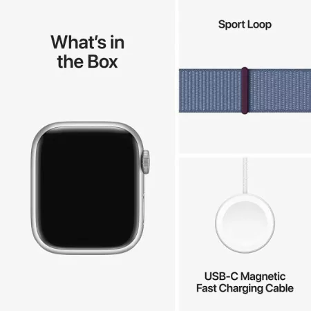 Apple Watch Series 9 GPS Aluminum Silver | Winter Blue Sport Loop Bracelet (41mm)