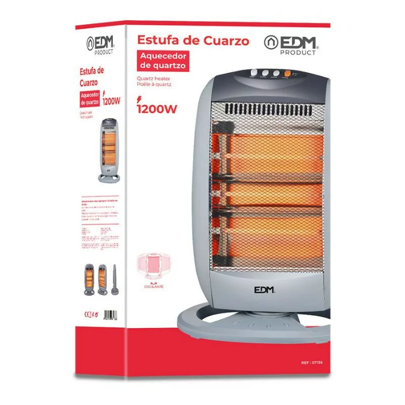Calefactor de Quartzo EDM - 1200W - 3 Barras - Quartzo - 07136