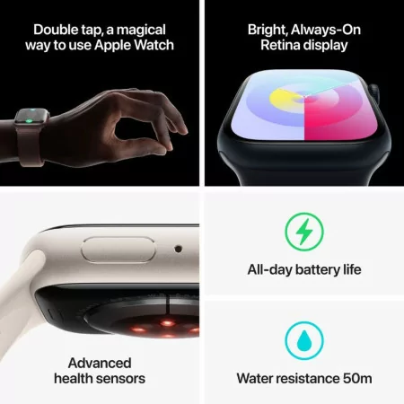 Apple Watch Série 9 Gps 41mm Starlight Alumínio Ip6x/retina/sens.o2/sens.temp/app Emerg Mr8t3qla