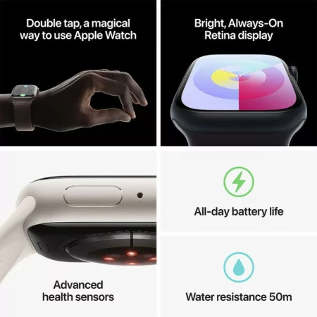 Apple Watch Series 9 GPS Alumínio Luz das Estrelas | Bracelete Sport Luz das Estrelas - M/L (41mm)|Apple|0195949029608