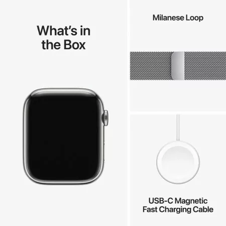 Apple Watch Series 9 GPS + Cellular Aço Inoxidável Prateado | Bracelete Loop Milanesa Prateado (45mm)|Apple|0195949025495