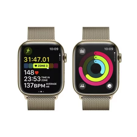 Apple Watch Series 9 GPS + Cellular Aço Inoxidável Dourado | Bracelete Loop Milanesa Dourado (45mm)|Apple|0195949025822