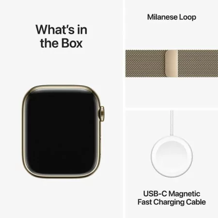 Apple Watch Series 9 GPS + Cellular Aço Inoxidável Dourado | Bracelete Loop Milanesa Dourado (45mm)|Apple|0195949025822