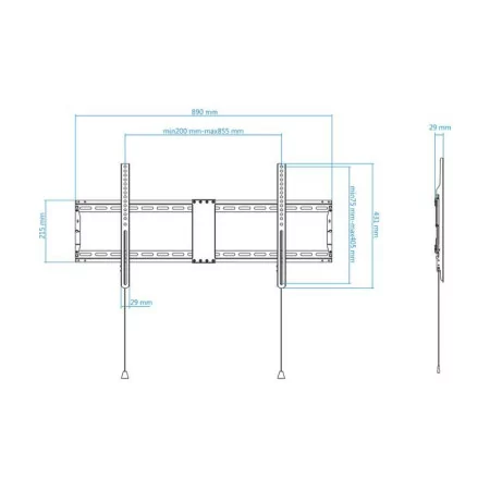 TooQ Wall Mount - for Screens - 43" / 90" - Black - LP4390F-B