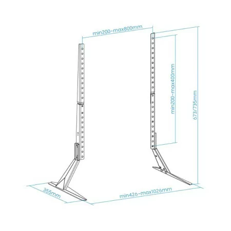 TooQ Table Stand - For Screens - 23" / 75" - Black - DB2375F-B