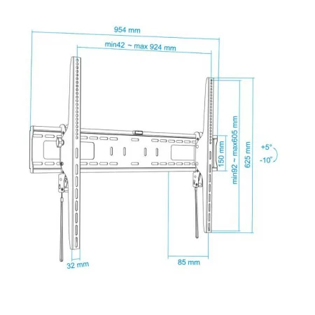 TooQ Wall Mount - For Screens - 60" / 100" - Black - LP42100T-B