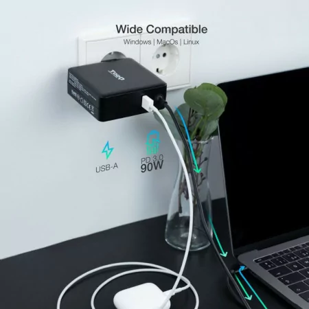 TooQ USB-C Charger - Black - TQLC-USBC90PD
