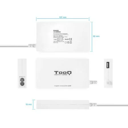 TooQ Universal Charger - 1x USB / 9 Connectors - 100W - White - TQLC-102BS02AT