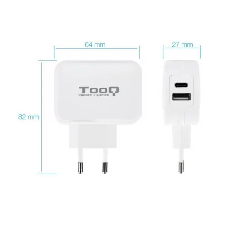 Carregador Duplo TooQ - USB-C - 27W - Branco - TQWC-2SC02WT|TooQ|8433281008359