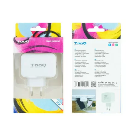 Carregador Duplo TooQ - USB-C - 27W - Branco - TQWC-2SC02WT|TooQ|8433281008359
