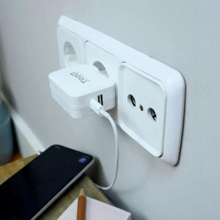 Carregador Duplo TooQ - USB-C - 27W - Branco - TQWC-2SC02WT|TooQ|8433281008359