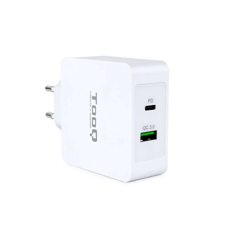 TooQ Dual Charger - USB-C PD + USB A QC3.0 port - 48W - White - TQWC-2SC03WT