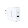 TooQ Dual Charger - USB-C PD + USB A QC3.0 port - 48W - White - TQWC-2SC03WT