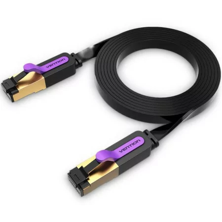 Cabo de Rede RJ45 STP Vention - Cat7 - 50cm - Preto/Roxo - ICABD||6922794729803