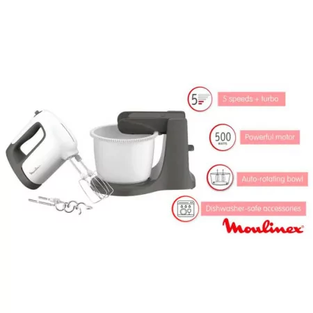 Batedeira Moulinex Perp´mix - 500W - 2.5L - Branca / Cinza - HM464110|Moulinex|3016667245118