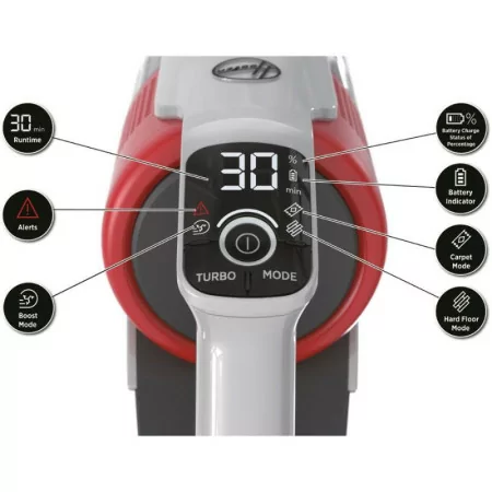 Hoover HF9 Upright Vacuum Cleaner - Anti-Twist - 350W - 21.6V - Black / Red - HF920H