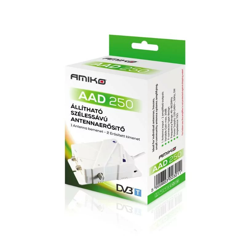 Amplificador de Linha Amiko - 1 Entrada / 2 Saídas - (20dB, 40-862 Mhz) - AAD-250 Amplificador de Linha Amiko - 1 Entrada / 2 Saídas - (20dB, 40-862 Mhz) - AAD-250