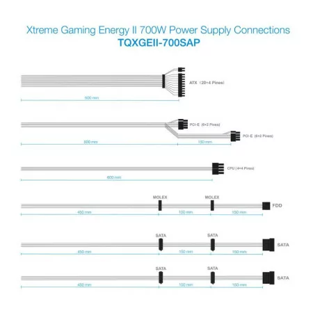 Fonte de Alimentação Xtreme Gaming TooQ - Energy II - 700W - C/ LED - TQXGEII-700SAP|TooQ|8433281007598