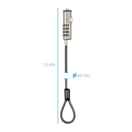 TooQ Security Cable - For Laptop - 1.5M - Dark Gray - TQCLKC0035-G