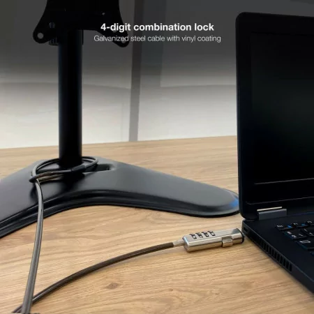 TooQ Security Cable - For Laptop - 1.5M - Dark Gray - TQCLKC0035-G