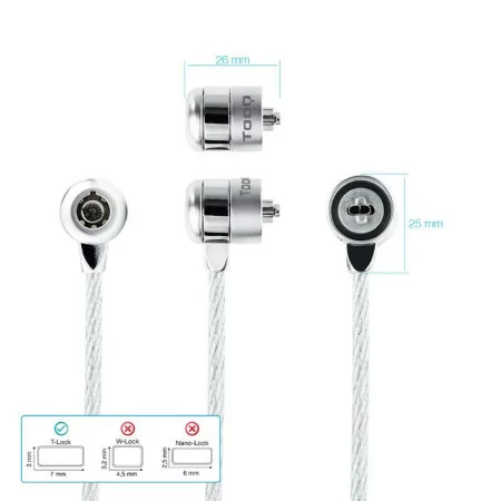 TooQ Security Cable - With Key - For Laptop Computer - 1.5M - TQCLKC0045-G