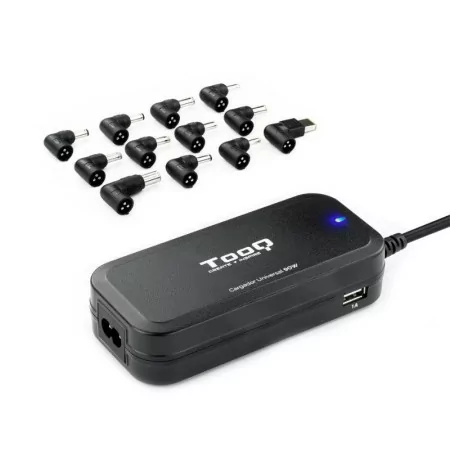 TooQ Charger - For Laptop - 90W + 2x USB2.0 - Black - TQLC-90BS02AT