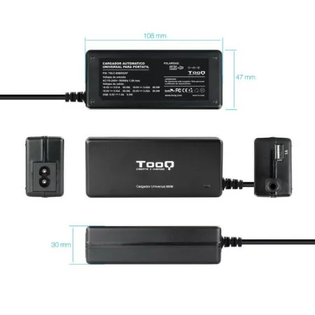 TooQ Charger - Universal - 65W - Black - TQLC-65BS02AT