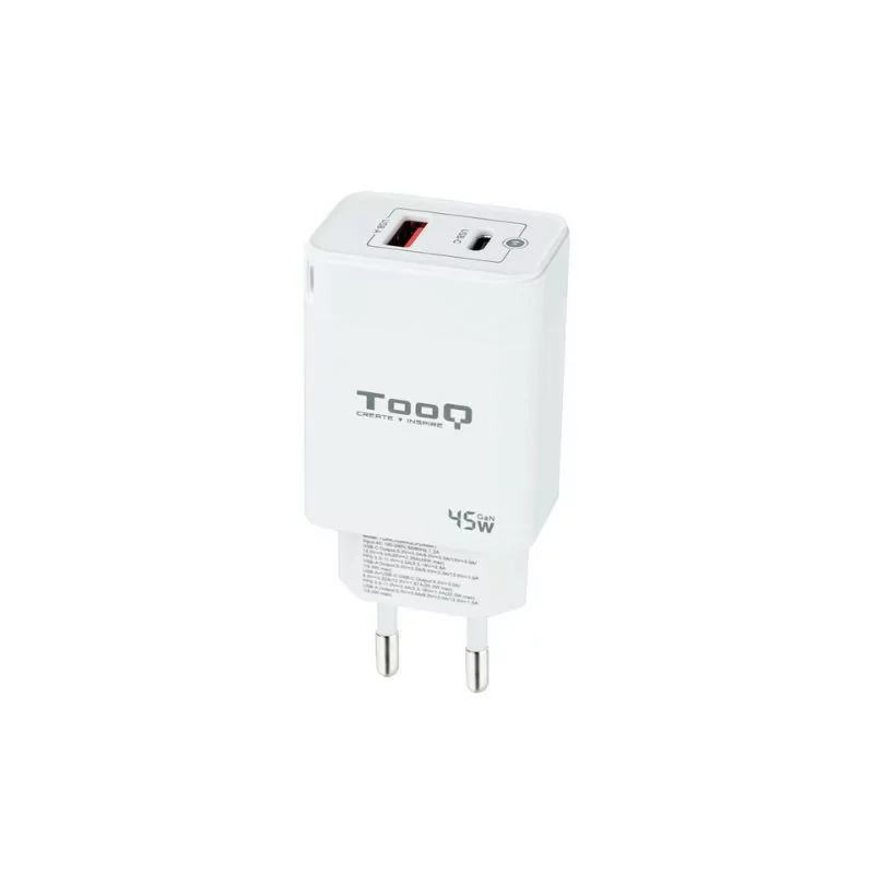 TooQ Charger - USB-C/PD - 45W - White - TQWC-GANQCPD45WT
