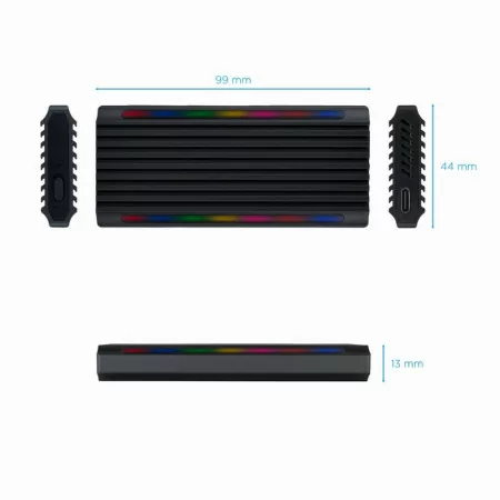 Caixa Externa TooQ - SSD - RGB - Preto - TQE-2222B|TooQ|8433281011373