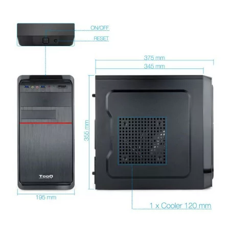 TooQ M-ATX Case - 500W - Black - TQC-4745DU3C-B