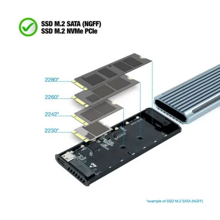 TooQ External Enclosure - SSD - RGB / Gray - TQE-2221G