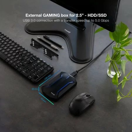 TooQ External Box - HDD/SSD - 2.5" - Black - RGB - TQE-2599RGB