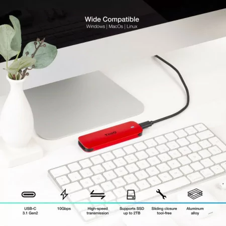 Caixa Externa TooQ - SSD - Vermelho - TQE-2201R|TooQ|8433281013940