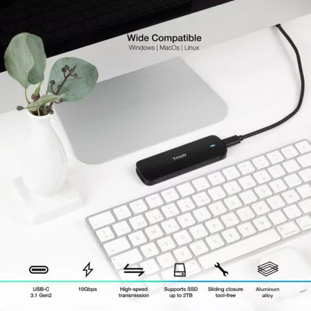 TooQ External Enclosure - SSD - Black - TQE-2201B