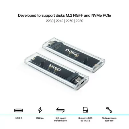 Caixa Externa TooQ - SSD - Transparente / RGB - TQE-2200|TooQ|8433281013209