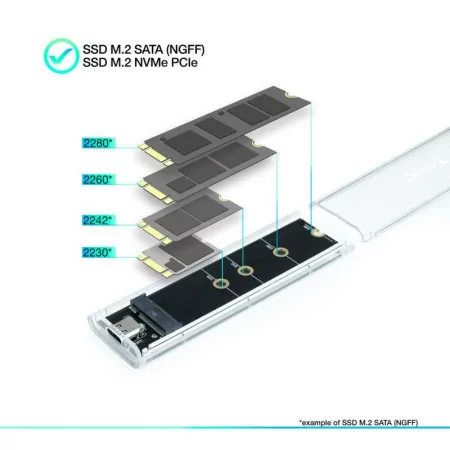 Caixa Externa TooQ - SSD - Transparente / RGB - TQE-2200|TooQ|8433281013209
