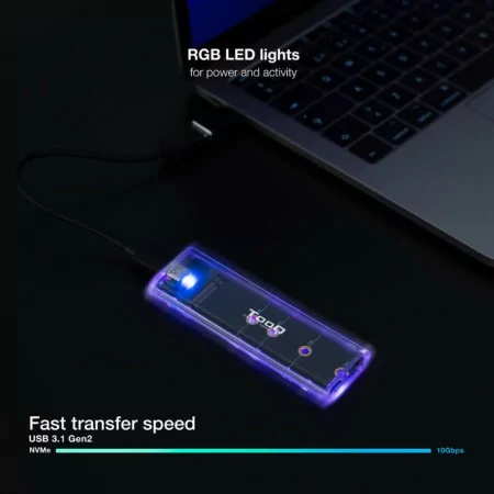 Caixa Externa TooQ - SSD - Transparente / RGB - TQE-2200|TooQ|8433281013209