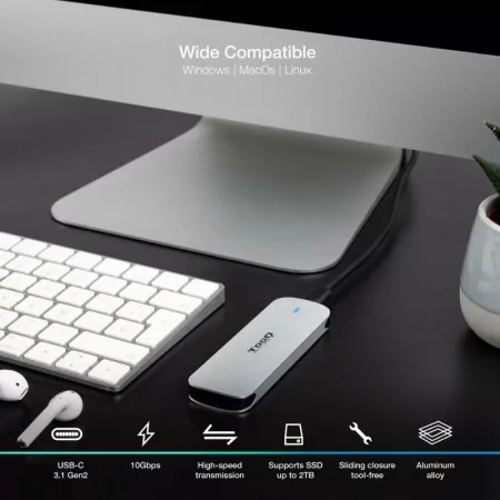 TooQ External Enclosure - SSD - Silver - TQE-2202S