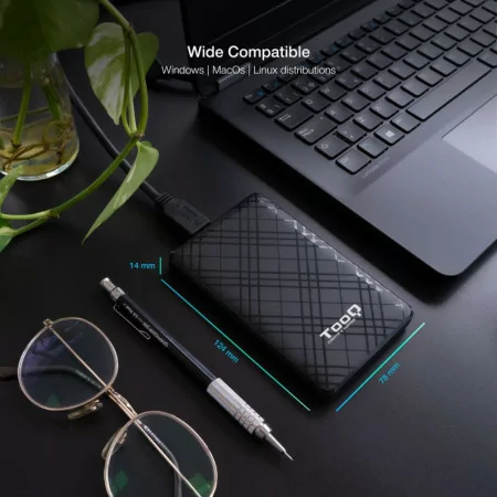 TooQ External Box - For Discs - 2.5" - HDD/SSD - Black - TQE-2500B