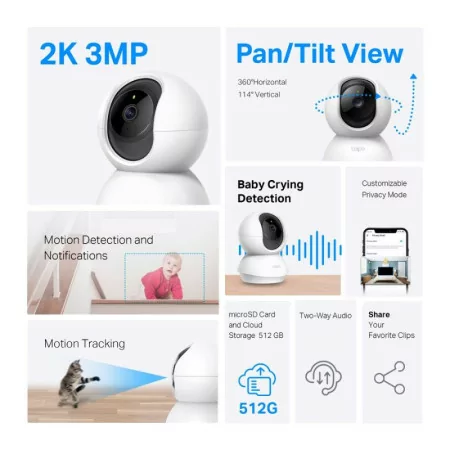 TP-Link Tapo TC71 Wi-Fi Security Camera - Panoramic (Pan/Tilt) - 2K