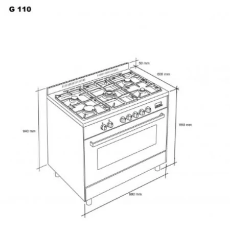 Meireles Monza Stove - 5 Burners - 116L - G 110 X - Natural Gas