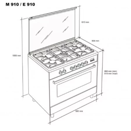 Meireles Stove - 121L - Electric Oven - 5 Burners - E 910 X - Stainless Steel