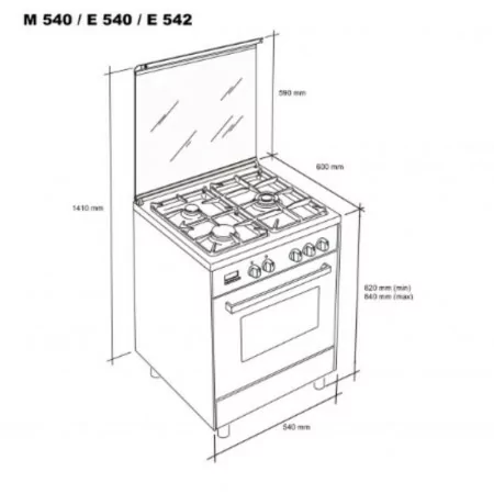 Meireles Milano Stove - 59L - E 542 X Natural - Stainless Steel