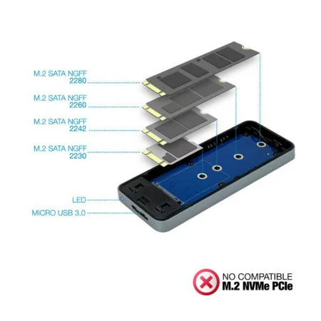 Caixa Exterma TooQ - P/ SSD - M.2 - SATA - Cinza - TQE-2281G|TooQ|8433281009929