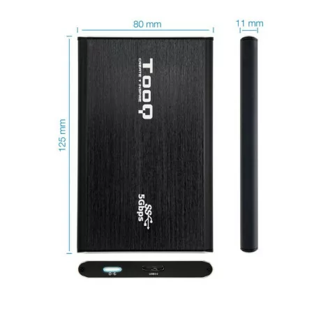 TooQ External Box - For Hard Drives - 2.5" - SATA I/II/III - USB 3.0 - Black - TQE-2529B