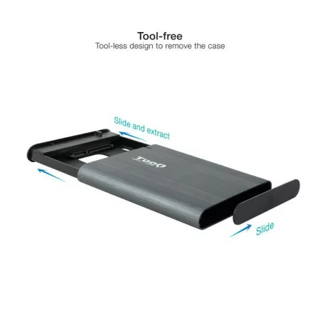Caixa Externa TooQ - P/ HDD/SSD - 2.5" - Cinzento|TooQ|8433281013551