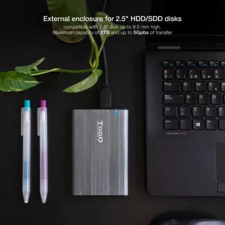 Caixa Externa TooQ - P/ HDD/SSD - 2.5" - Cinzento|TooQ|8433281013551