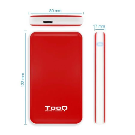 Caixa Externa TooQ - P/ Discos Rígidos - 2.5" - SATA I/II/III - USB 3.1 - Vermelho - TQE-2528R|TooQ|8433281008328